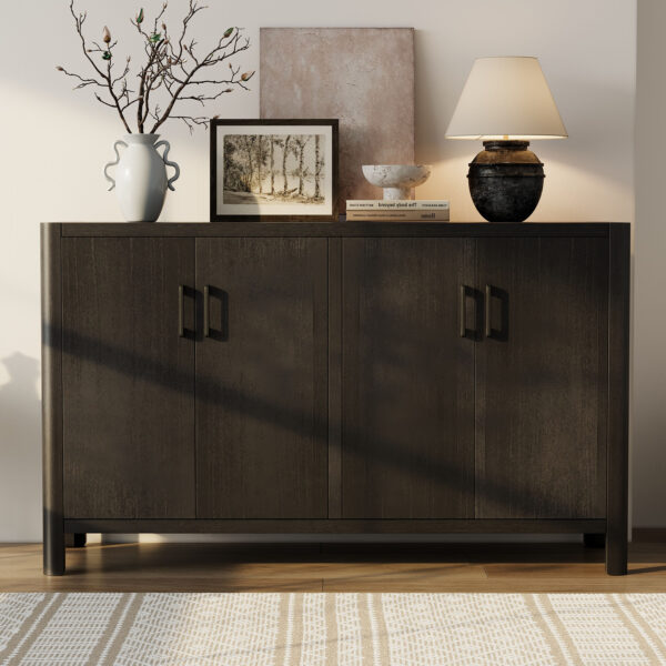 Mirod Farmhouse Style 4-Door Cabinet with Natural Finish, A Rustic Accent for Entryways or Small Spaces