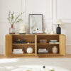 Sideboard Storage Cabinet TV Stand with wave pattern Buffet Cabinet Wooden Vertical Striped Cabinet for Kitchen/Bedroom/Entryway. Natural, 64''W x 15''D x 24''H.
