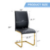 Luxury Simple Arch Chair - Set of 4 BLACK PU Material High Resilience Dining Chair with Arched Metal Gold Leg.