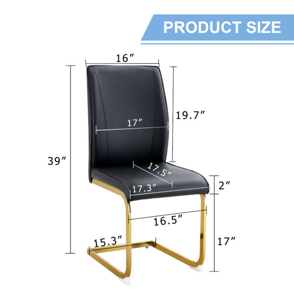 3ede271f109b47da858b24e4167b8aa9_bb342bdcc2963fa02be0adcd774f047f Luxury Simple Arch Chair - Set of 4 BLACK PU Material High Resilience Dining Chair with Arched Metal Gold Leg.