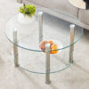 Contemporary Minimalist Double Layer Tempered Glass Coffee Table - 27.5" Top and 23.6" Bottom.Reinforced Glass Tabletop,Stainless Steel Silver Plated Legs.