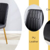Table and chair set.63"x31.5x30" Luxurious Pandora patterned Sintered Stone Tabletop with Golden Stainless Steel Butterfly Legs.Paried With 4 Black PU Chairs with Simple Line Designs On The Backrest.