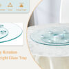 Double layer rotatable round glass.The rotatable design makes it more convenient to retrieve and place items.The upper glass has a diameter of 24 inches, while the lower glass15 inches.