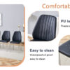 Table and chair set.Modern circular transparent tempered glass table, tempered glass tabletop, silver metal table legs.A Set of 4 Black PU Comfort Dining Chairs with extended backrest.