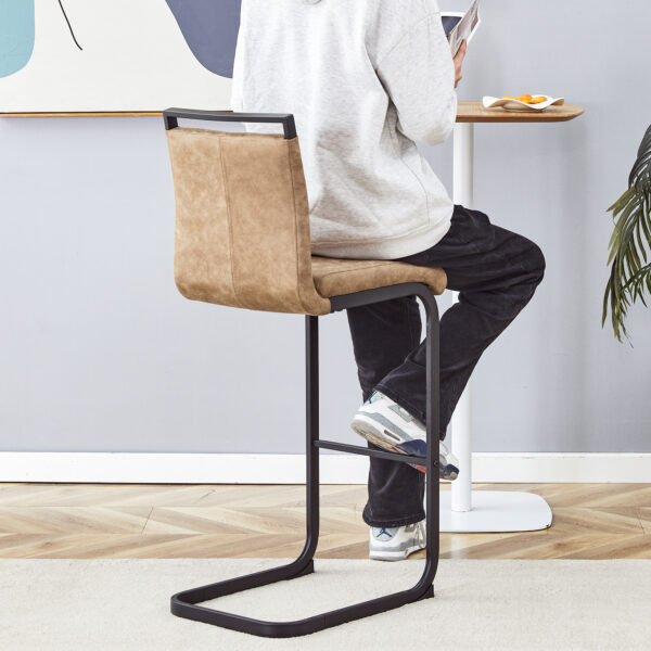 3fdc03720e5144e9927db03a4541764a_a4252fdf0c9a62a70592fd9ea76de23a 42.5 Inch Tall Brown Tech Fabric Bar Stool - A Perfect Combination of Modern Design, Comfort, and Stability.A Set of 2.Suitable Not Only For Home Use But Also For Bars, Restaurants,And Other Settings.
