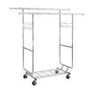 Double Clothing Garment Rack with Shelves Capacity 800lbs Clothing Racks on Wheels Rolling Clothes Rack for Hanging Clothes Heavy Duty Portable Collapsible Commercial Garment Rack