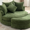 Orisfur. 360° Swivel Accent Barrel Chair with Storage Ottoman & 4 Pillows, Modern Chenille Leisure Chair Round Accent for Living Room, Green