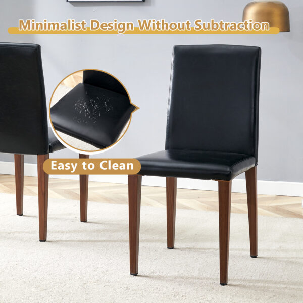 3ffa2090dc3c4e3587bf807d1cee2252_c51ec561822be29ad59000139ef07d11 Table and chair set. White Sintered Stone Tabletop, Rubberwood Legs,Foldable Computer Desk, Foldable Desk.Paried With 4 Black PU Dining Chairs with Walnut Color Metal Leg.