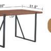 Industrial Rectangular MDF Walnut Color Wood Grain Dining Table for 4-6 people with 1.5 inch thick MDF top and black metal legs for desks, kitchens, patios, dining rooms.