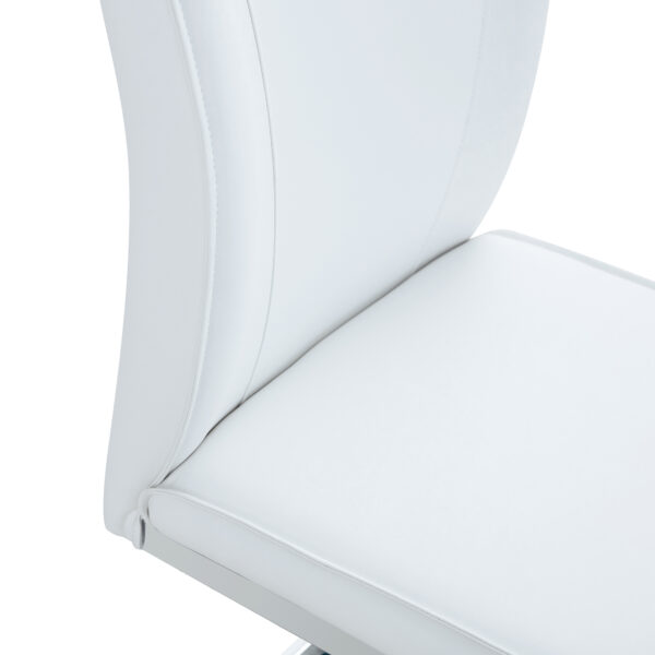 400400a5a9bd4ad39fc6d843339cb106_be7d93875109a6342a8f9414585a7cf0 Luxury Simple Arch Chair - Set of 4 White PU Material High Resilience Dining Chair with Arched Metal Silver Leg.