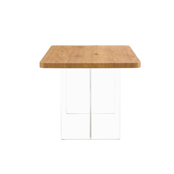 A modern minimalist wooden table with acrylic legs and rectangular tables. Computer desk. Dining table. Suitable for restaurants, living rooms, and kitchens. F-1298
