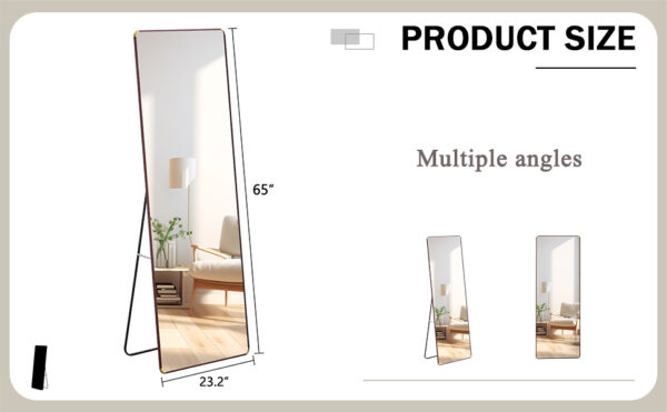The 4th generation floor standing full-length mirror. wall mirror, bathroom makeup mirror, bedroom foyer, clothing store, wall mounted.    65 "* 23.2"