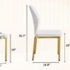 Luxury Simple Chair - Set of 6 White PU Material High Resilience Dining Chair with Metal Gold Leg.The Chair Back Has a Vertical Stripe Design With Smooth And Uniform Lines.
