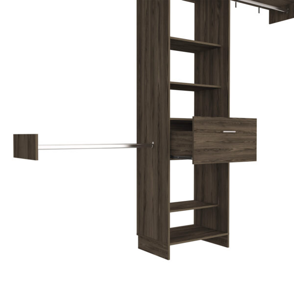 402e6a6f339547fc9e35574cf2364dd9_d6aa73fe797ddffed8308c5cc49f174a Cross Closet System, One Drawer, Three Metal Rod, Five Open Shelves