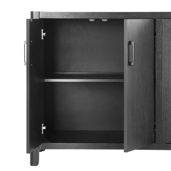 Mirod Farmhouse Style 4-Door Cabinet with Natural Finish, A Rustic Accent for Entryways or Small Spaces