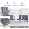 2 piece set of gray armless dining chairs brings a touch of elegance and mystery to the dining area with its deep gray tone,The grid and buckle design of the back add a vintage yet fashionable touch