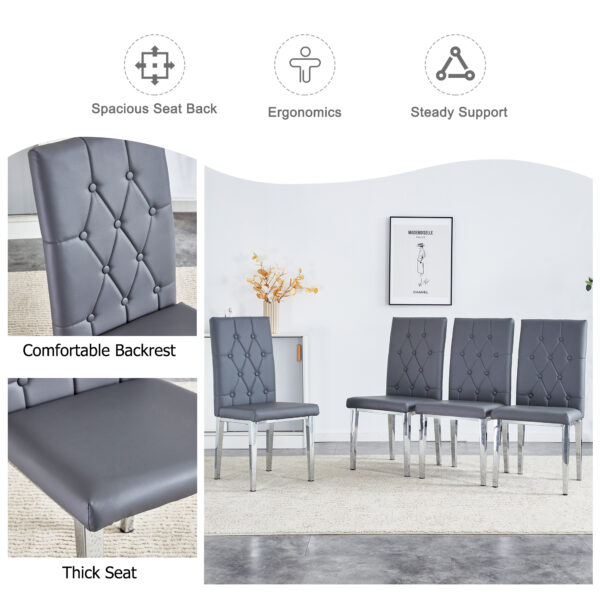 40a323d356f748968d7f821d028633bc_168b58694d78f34b41e504cb8c33f0a1 2 piece set of gray armless dining chairs brings a touch of elegance and mystery to the dining area with its deep gray tone,The grid and buckle design of the back add a vintage yet fashionable touch