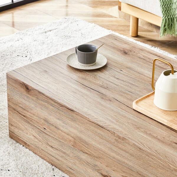 40b6fcb387fb4ef5b210872dd18c67e4_2b12bba953981f0300c37d9f112b9e51 Light Wood Texture MDF Coffee Table - Simple Modern Style.Modern MDF coffee table with wood texture pattern -39.3x23.6x11.8 inches - stylish and durable design.