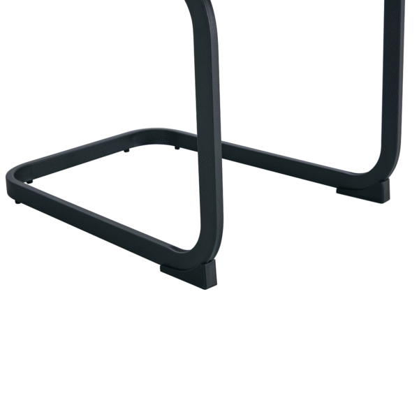 Table and chair set.A retro rectangular dining table with a wood color fishbone textured top and black metal legs.Paired With 4 Brown technology fabric chairs with Featuring arched black legs.