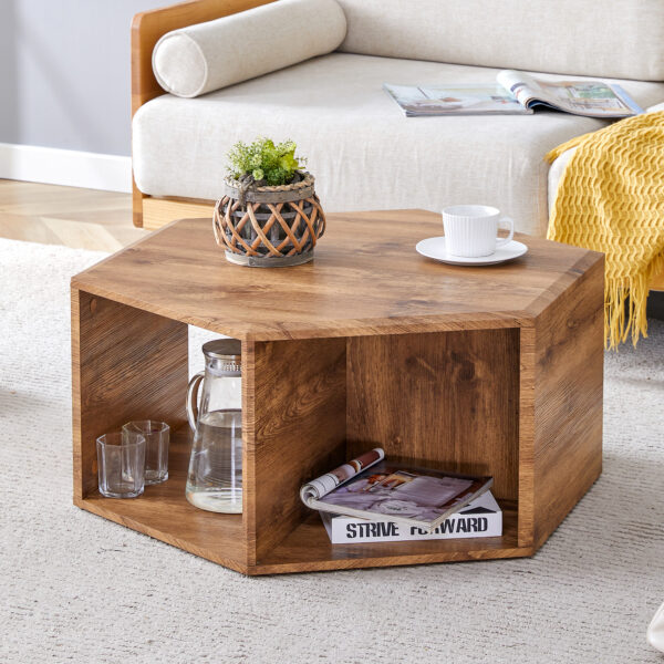 40d48f4d7529402ba3c335c52f4cb2a2_ddce3672ed17bc9d7e4cfac50479a14d Hexagonal MDF coffee table, characteristic pattern stickers, multi-hole design to give more storage space, simple and convenient design makes it suitable for all kinds of style scenes.