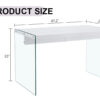 The top of the coffee table is made of MDF and white stickers, and the sides are clear tempered glass. The design is simple and elegant, and the structure is strong.