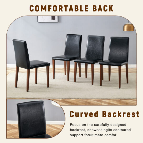 4103c7c9e19340229caccca3ccbf3c94_e389c7eb7a3bb2c47a36d6506ff386d4 Table and chair set.64.5 x 35.4 Inch Stylish Wood Color Textured Dining Table.Perfectly Blending Simplicity And Transparency.Paried With 6 Black PU Dining Chairs with Walnut Color Metal Leg.