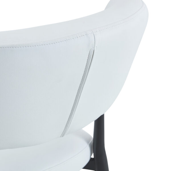 4145933f631e4409b9bb015fb871e894_d3234f46d97e0659480fc486de19185e Table and chair set.A Modern Minimalist Circular Dining Table With A Diameter Of 33.3 Inches.Paired With 4 White Minimalist Ergonomic Dining Chair, With A Curved Backrest For Comfortable Design.