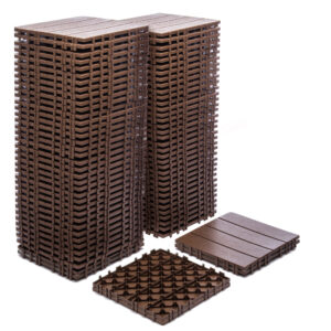 76-Pack 11.42"x11.42" Plastic Interlocking Deck Tiles - 68.80 Sq.Ft Outdoor Plastic Flooring,Super Durable & Waterproof, All-Weather Indoor/Outdoor Use,Eco-Friendly Non-Toxic Material