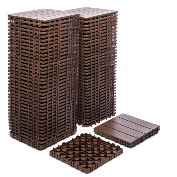 76-Pack 11.42"x11.42" Plastic Interlocking Deck Tiles - 68.80 Sq.Ft Outdoor Plastic Flooring,Super Durable & Waterproof, All-Weather Indoor/Outdoor Use,Eco-Friendly Non-Toxic Material