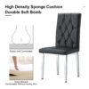 4 piece set of black armless dining chairs brings a touch of elegance and mystery to the dining area with its deep black tone,The grid and buckle design of the back add a vintage yet fashionable touch