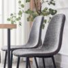 Dining Chairs Set of 4, Modern Mid-Century Style Dining Kitchen Room Upholstered Side Chairs. Accent Chairs with Soft Linen Fabric Cover Cushion Seat and Black Metal Legs.W115149080.