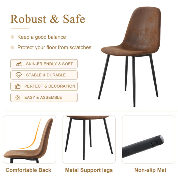 4213250ab6214e9fb4cf388617a11f99_7070b905febbaaf4a0ed93919dc1f045 Table and chair set.63"x35.4" Wood-Textured MDF Dining Table with Black A-Frame Legs.Paired with 4 Brown Technology Fabric Round Corner Dining Chair.Density Board Sticker,Iron Pipe Spraying,