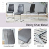 Table and chair set.White MDF Coffee Table - Reinforced with Tempered Glass Legs.Paired with 4 Dark Gray high-quality PU chairs with silver metal legs.