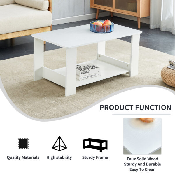 4235fdc521ba41e881c579c20ea3f93d_13829cbea9fc41f04a75b7ac25a48455 A modern and practical white coffee table. The double layered coffee table is made of MDF material,. Suitable for living room, bedroom, and study. CT-16
