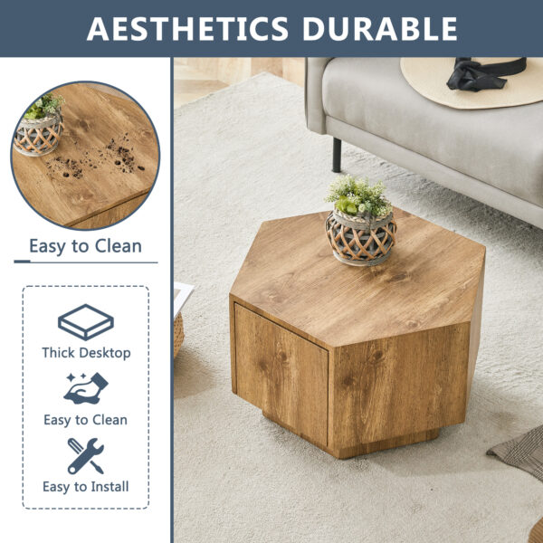 423f6d0041584c4195cc78c17d50fad0_1d42a2fe32bcc84e7c3410a3a8034207 Simple and Practical! MDF material hexagonal coffee table with drawers.Made of high-quality materials,Adopting a unique hexagonal design,simple and elegant without losing personality.