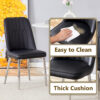 Table and chair set.63*31.4 Inch Luxurious Cold Jade Sintered Stone Dining Table Set - 4 Black Chairs With Silver Metal Legs.Modern Light Luxury.Perfect For Dinner Room,Meeting Room,Kitchen,etc.