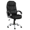 Faux Leather Height Adjustable Swivel Computer Office Chair in Black/Chrome with Padded Arms