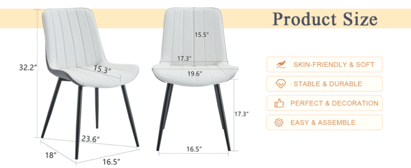 429af125a5c54207a1fd8ead6f5adb19_ecd5347ed3fc3d50470c0474e07b4621 Extended Seat Cushion PU Dining Chair Set - Four Pieces.Smooth line design.Can integrate well into various modern home decoration styles.White and Dark Gray Splicing Colors.