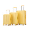 20"/24"/28" 3 pcs/set in ABS Spinner Wheel Luggage, Carry on Suitcase, with Cup Holder & USB Port & Phone Holder (Yellow)