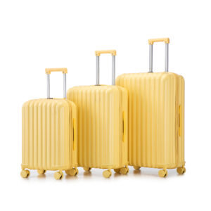 20"/24"/28" 3 pcs/set in ABS Spinner Wheel Luggage, Carry on Suitcase, with Cup Holder & USB Port & Phone Holder (Yellow)