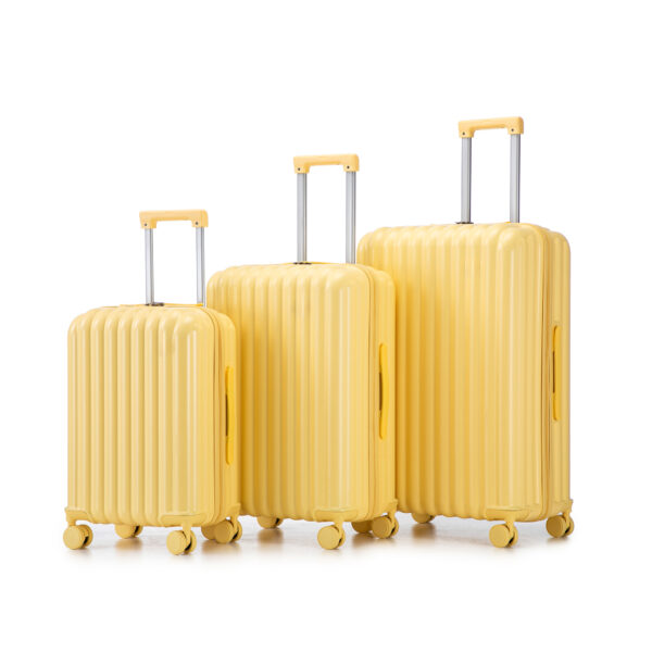 20"/24"/28" 3 pcs/set in ABS Spinner Wheel Luggage, Carry on Suitcase, with Cup Holder & USB Port & Phone Holder (Yellow)