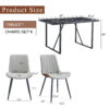 Table and chair set.Modern Black Marble Pattern MDF Dining Table Set-55"x31.4" with 4 Extended Seat Cushion PU Dining Chairs.Brown and Light Gray Splicing Colors Cushion.Iron Pipe Spraying Chair Legs.