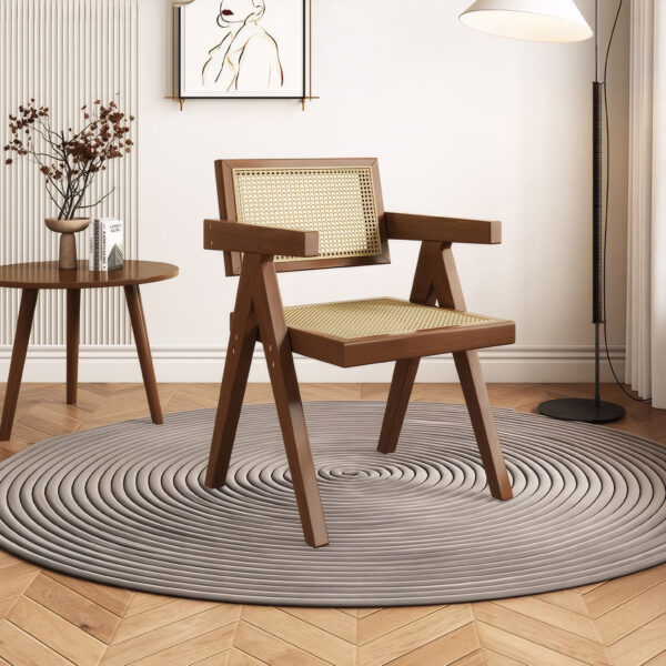 42e255d2d5614b30af78be9ab17e759c_d4303fbd5b78f075e934a1e8072f37cb Modern Mid Century Dining Chairs Set of 2, Rattan Accent Chairs, Comfy Armchairs, Outdoor Wood Chairs with Armrest for Bedroom Living Room Reading Room Dining Kitchen, Brown