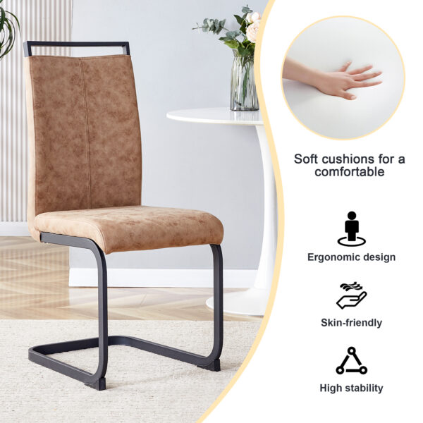 42f66c6090404446a532dbc6e442fe48_20240408_bb5288bcf7572c67c446b99624463de9 Dining Chairs,tech cloth High Back Upholstered Side Chair with C-shaped Tube Black Metal Legs for Dining Room Kitchen Vanity Patio Club Guest Office chair (Set of 2) Brown1162
