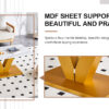 Modern minimalist coffee table. Tempered glass with stickers tabletop,golden MDF pillars. Suitable for living room and dining room