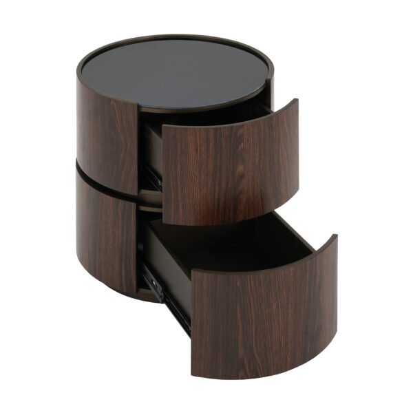 43304cb2f3fb406f80a42a9dd4c43127_cc15e719dc80c38dde08f998f4d30e6f MDF ITALIAN HIGH-GRADE DOUBLE-LAYER STORAGE ROUND SIDE TABLE, BROWN AND BLACK COLOR