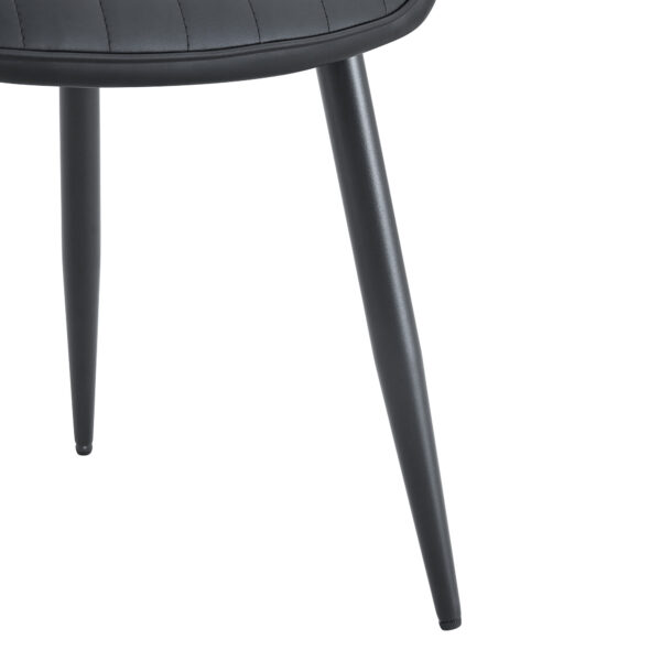 433ccd9ffc57459e8c40ffd1c8a24c14_56d67003a302d001b36efacc83b74b16 Table and chair set.A Modern Minimalist Circular Dining Table With A Diameter Of 33.3 Inches.Paired With 4 Black Minimalist Ergonomic PU Dining Chairs With Extended And Curved Seat Cushions.