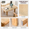 Modern and minimalist rectangular rattan tabletop with rubber wooden legs, imitation rattan woven Chinese side table, suitable for small rectangular tables in living rooms, dining rooms, and bedrooms