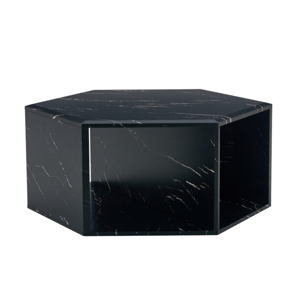 4382dc30f0fc463d92aaef40d4d94fce_deb015eb875e3b52ef6d5fac415bc82e Hexagonal MDF coffee table, characteristic pattern stickers, multi-hole design to give more storage space, simple and convenient design makes it suitable for all kinds of style scenes.