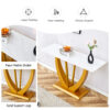 Modern and simple rectangular glass dining table in white with a pattern, 0.39 "white top and gold legs, suitable for entrance and living room.